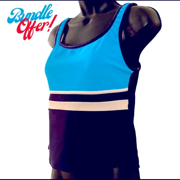 Women's L.L.Bean Swim Jogger, Scoopneck Top Black & Blue Size 10 - Picture 1 of 8